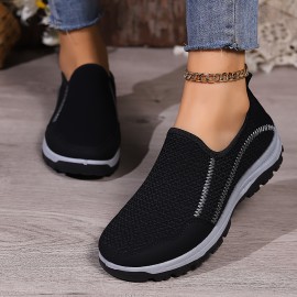 Women's Low Top Sports Shoes, Lightweight & Breathable Slip On Sneakers, Casual Outdoor Walking Trainers