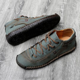 Men's Lace-up Sneakers - Casual Synthetic Leather Walking Shoes - Comfortable And Breathable