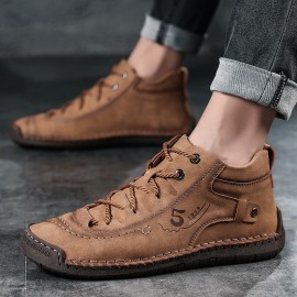 Men's Lace-up Sneakers - Casual Synthetic Leather Walking Shoes - Comfortable And Breathable