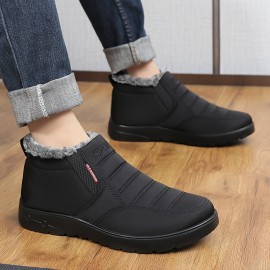 Men's Casual Ankle Boots, Breathable Slip-resistant Slip On Walking Shoes With Fuzzy Lining For Outdoor, Autumn And Winter