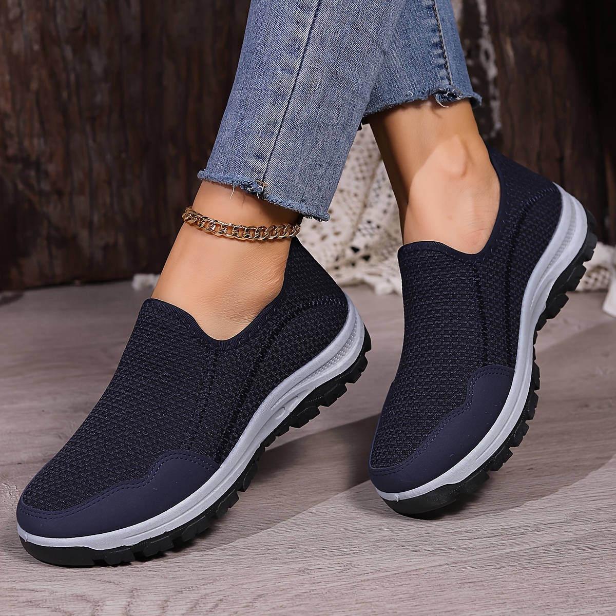 womens low top sports shoes lightweight breathable slip on sneakers casual outdoor walking trainers details 2