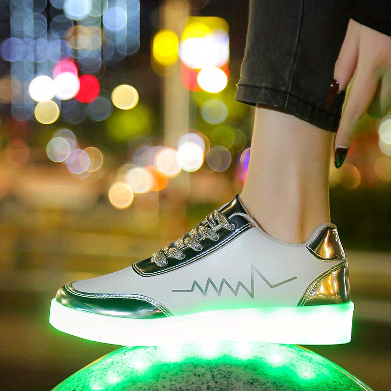 womens colorful luminous sneakers lace up low top lightweight outdoor shoes casual sporty footwear details 4