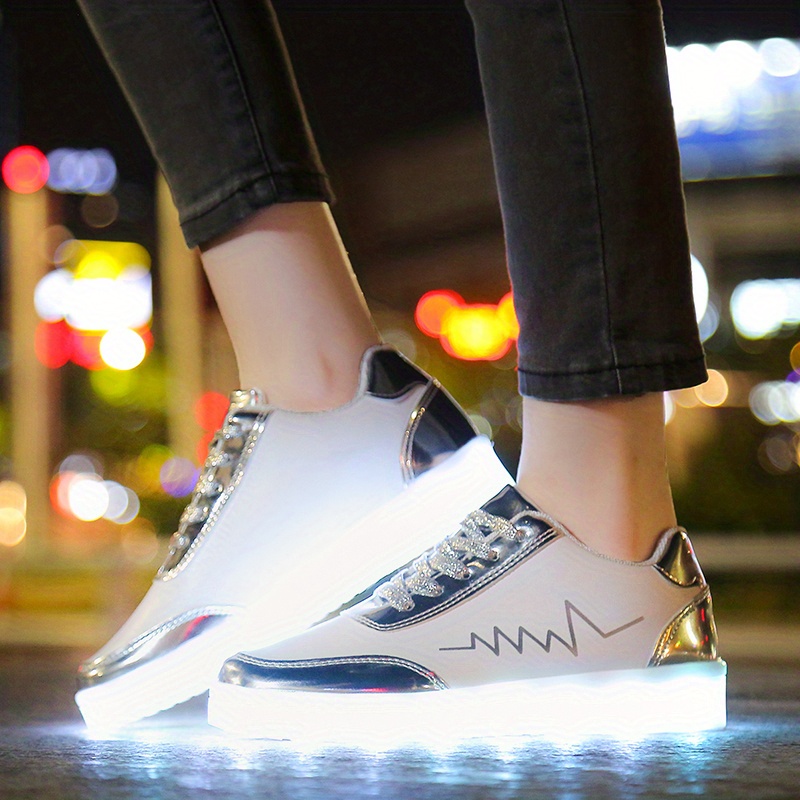 womens colorful luminous sneakers lace up low top lightweight outdoor shoes casual sporty footwear details 5